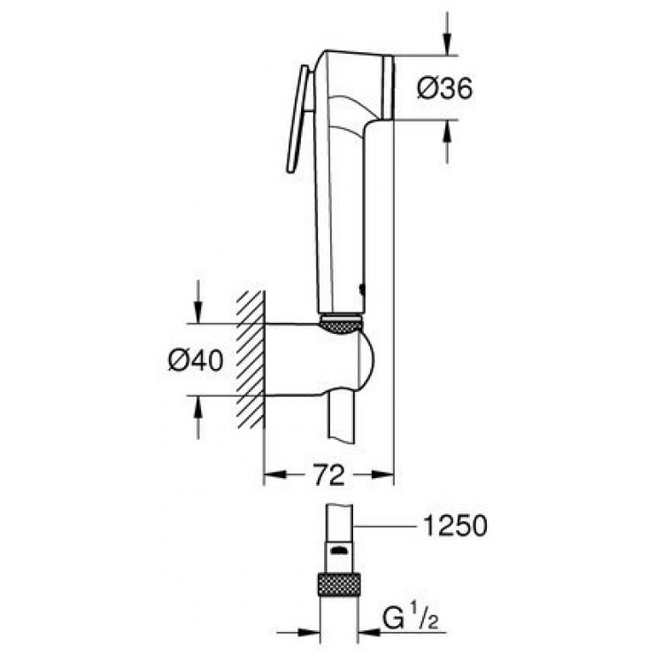 Bản vẽ kỹ thuật Vòi xịt grohe 27513001 