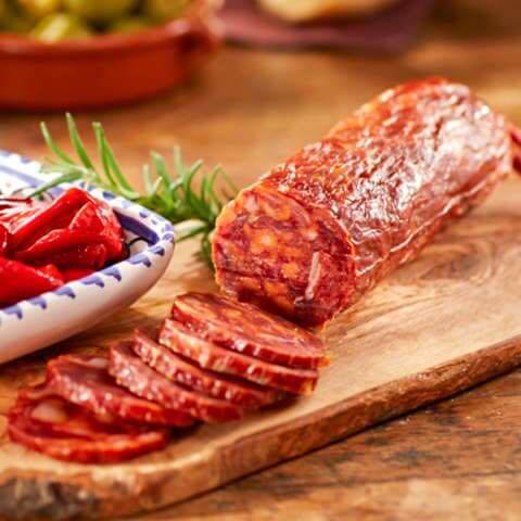 Xúc xích Jamon Prive Chorizo Serrano Paprika Wurst Naturdarm Artisans ganz, 400 g