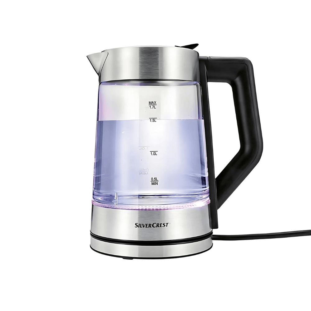 Ấm siêu tốc thuỷ tinh Silvercrest 3000W kèm đèn Led đổi màu có chỉnh nhiệt độ