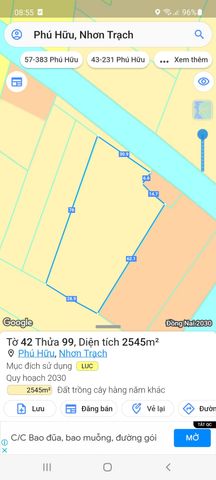 Bán đất ruộng xã Phú Hữu, Nhơn Trạch, Đồng Nai, diện tích 2545m2 đất trồng lúa nước