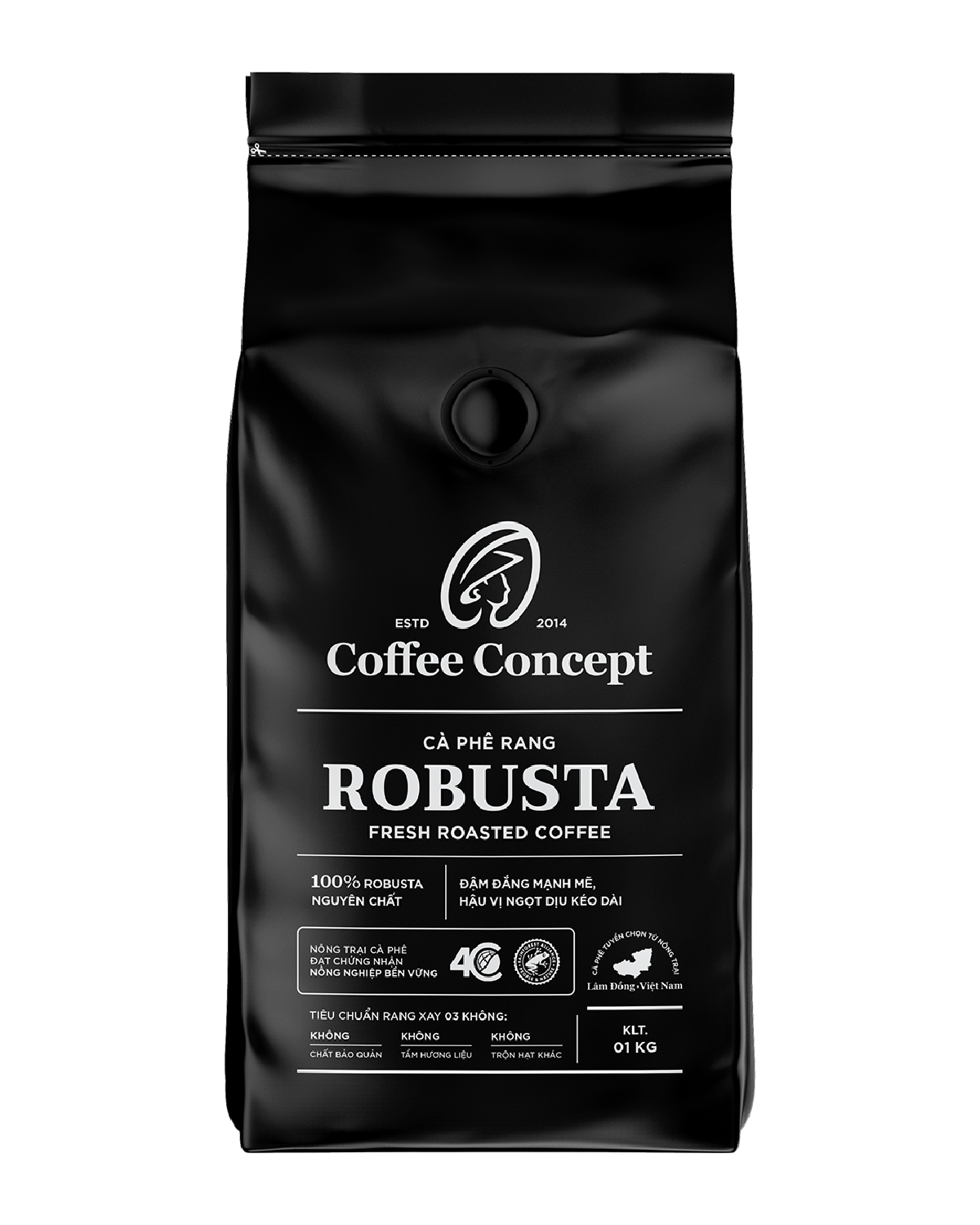  Cà phê rang ROBUSTA gói 1000G (dùng cho kinh doanh) - Thùng 12 gói 