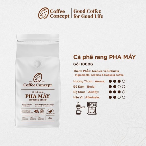  Cà phê rang PHA MÁY gói 1000G (dùng cho kinh doanh) 