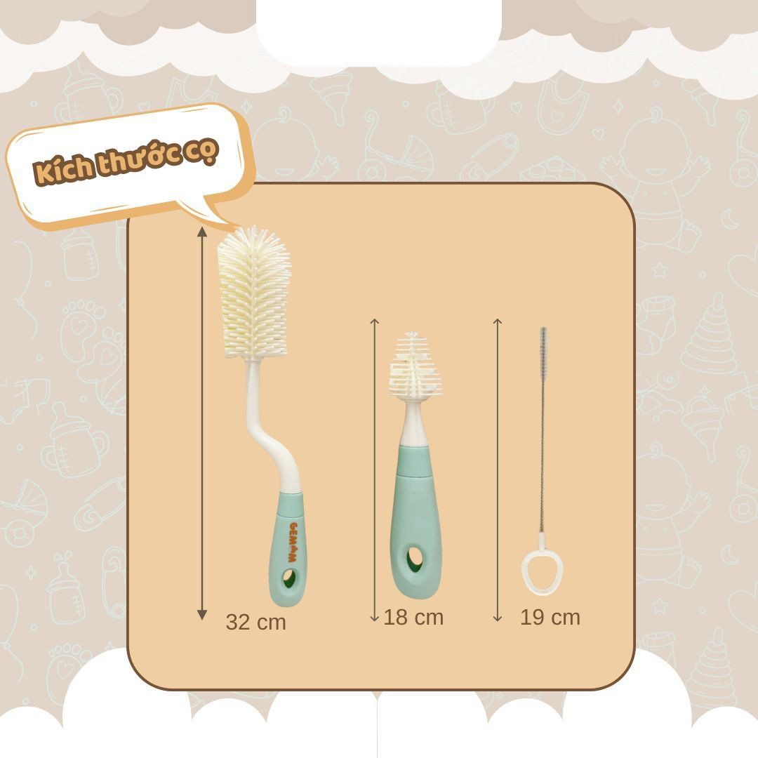  Cọ Rửa Bình Silicon Tidy 3 Chi Tiết 
