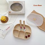  Khay Silicon Coco Bear 4 Ngăn Có Nắp 