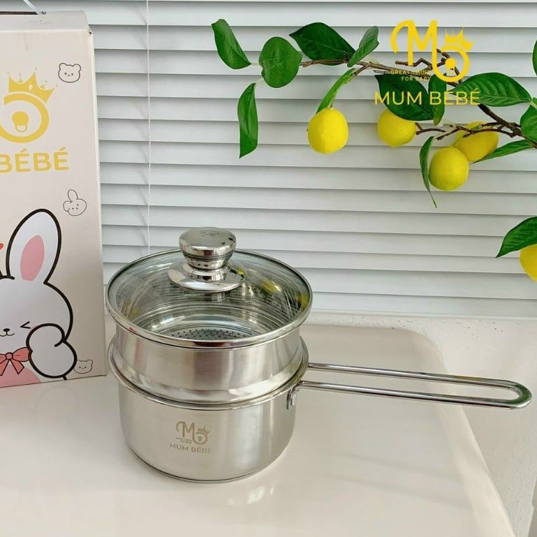  Quánh Bột Inox Mumbebe 14cm (kèm xửng) 