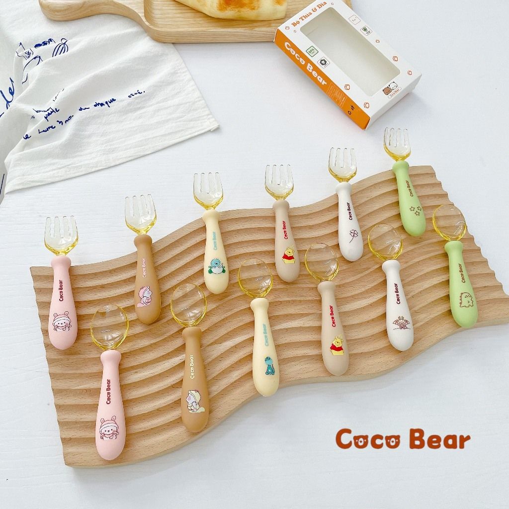  Thìa Đĩa Uốn Cong Coco Bear 