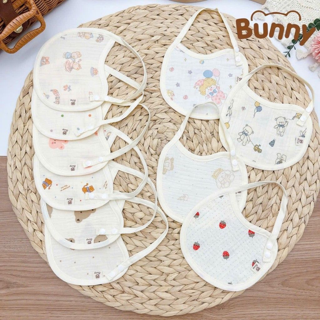  Yếm Xô Buộc Dây Cúc Bấm Bunny (Set 10 cái) 