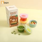  Set 3 Hộp Tròn Trữ Đông Thủy Tinh Có Vạch Chia (110ml) 