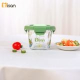  Set 3 Hũ Thủy Tinh Vuông Nắp Nhựa Có Khóa (230ml) 