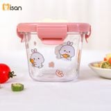  Set 3 Hũ Thủy Tinh Vuông Nắp Nhựa Có Khóa (230ml) 