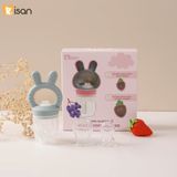  Túi Nhai Silicon Kèm Gặm Nướu Hình Thỏ Misan Có Nút Đẩy Thức Ăn 