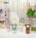  Túi Nhai Silicon Kèm Gặm Nướu Hình Thỏ Misan Có Nút Đẩy Thức Ăn 