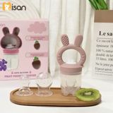  Túi Nhai Silicon Kèm Gặm Nướu Hình Thỏ Misan Có Nút Đẩy Thức Ăn 