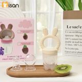  Túi Nhai Silicon Kèm Gặm Nướu Hình Thỏ Misan Có Nút Đẩy Thức Ăn 