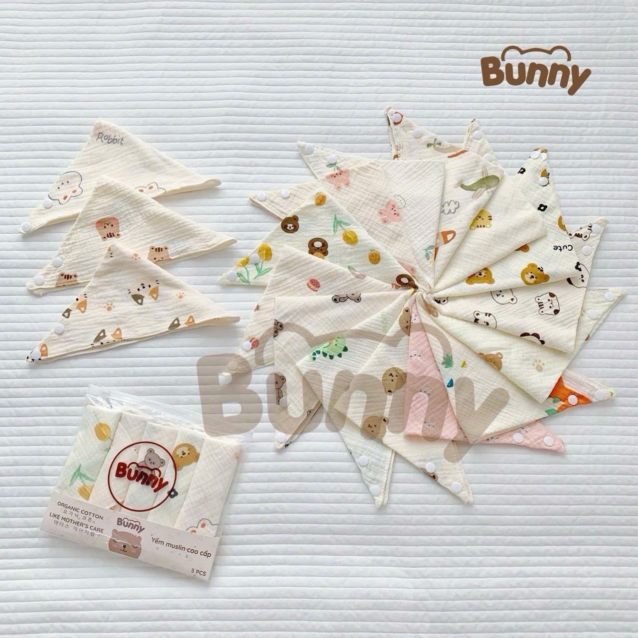  Set 5 Yếm Bunny (Muslin Cao Cấp) 