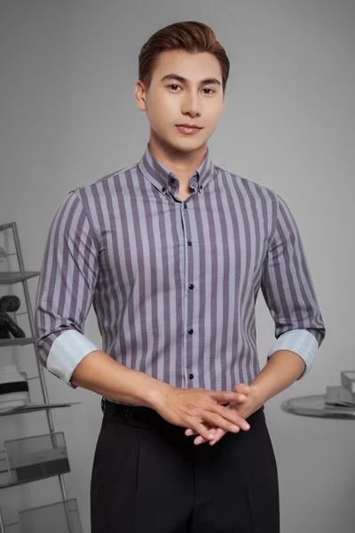  Sơ mi xanh ghi sọc - SMC109 - 52 