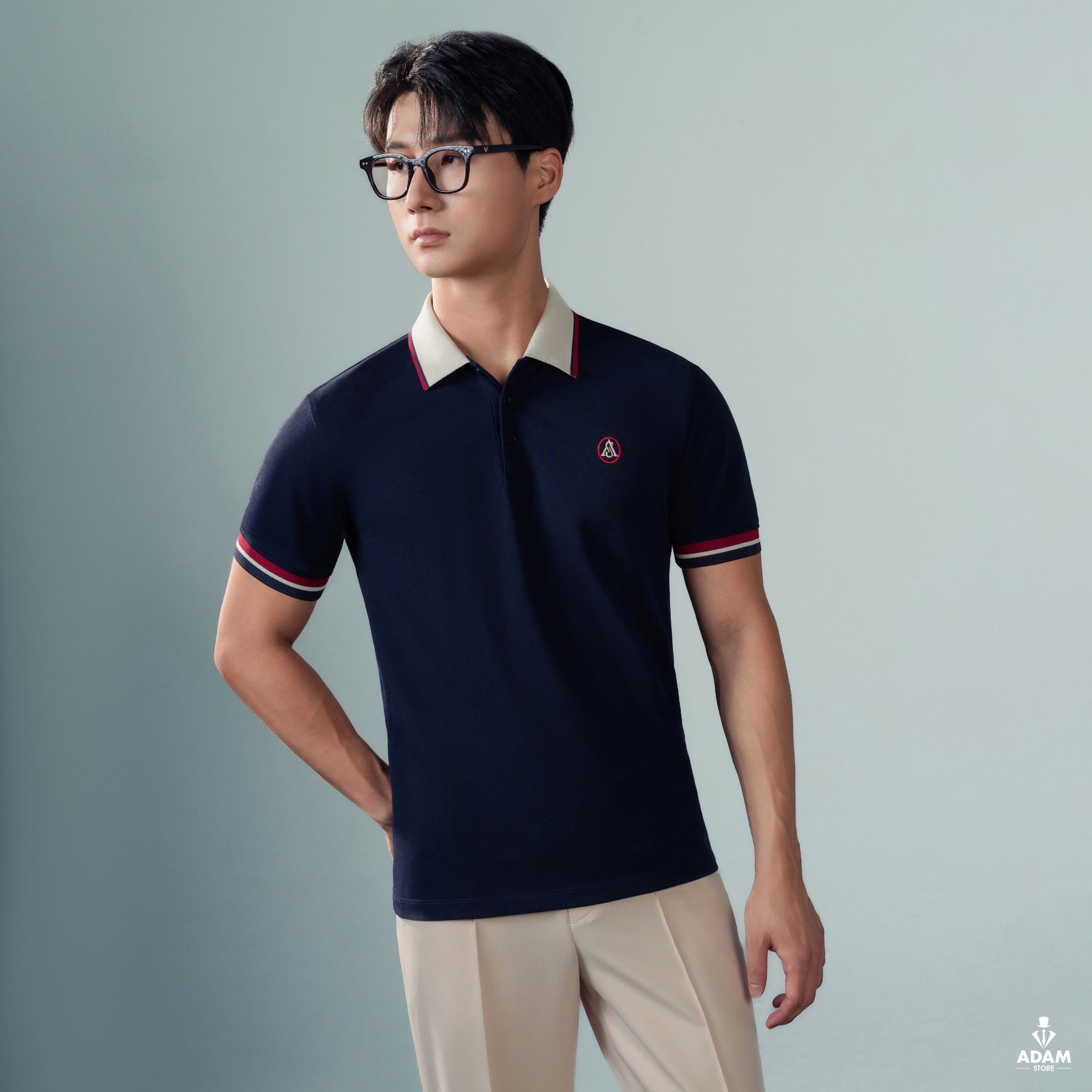  Áo polo ngắn tay xanh cổ be - AP182X - 48 