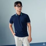  Áo polo ngắn tay xanh họa tiết cổ kẻ trắng - AP181X - 48 