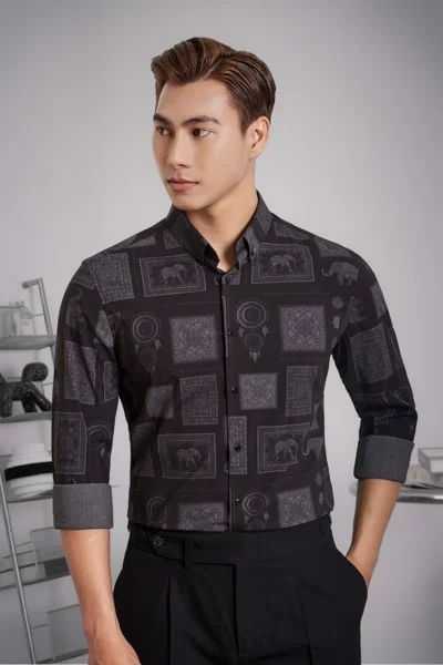 Sơ mi đen họa tiết - SMC110 - 52 