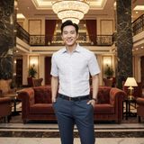  Áo sơ mi cộc tay hoạ tiết, (Trắng, 39) 