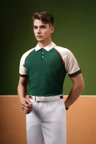  Áo polo xanh lá đáp vai be - AP153XL 