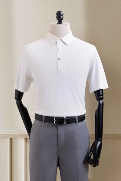  Áo polo ngắn tay trắng vân kẻ ngang co dãn - AP179T - 48 
