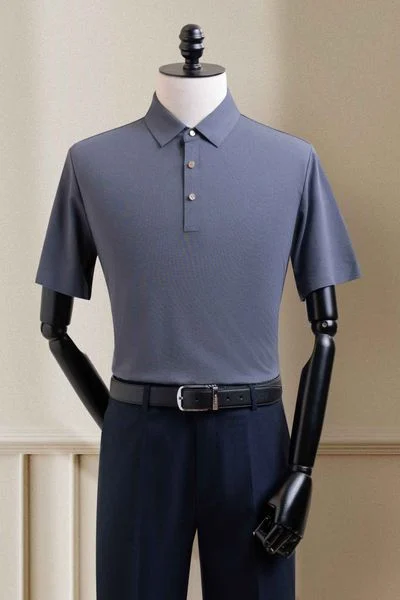  Áo polo ngắn tay xanh vân kẻ ngang co dãn - AP179X - 48 