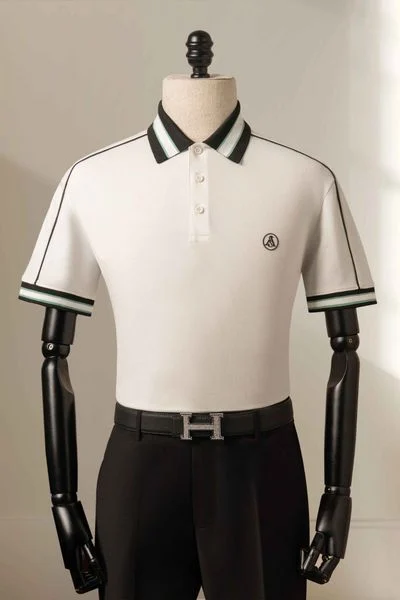  Áo polo trắng phối đén kẻ cổ và tay - AP201 - 48 
