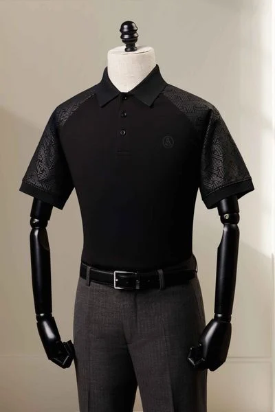  Áo polo đen vai họa tiết - AP218 - 48 