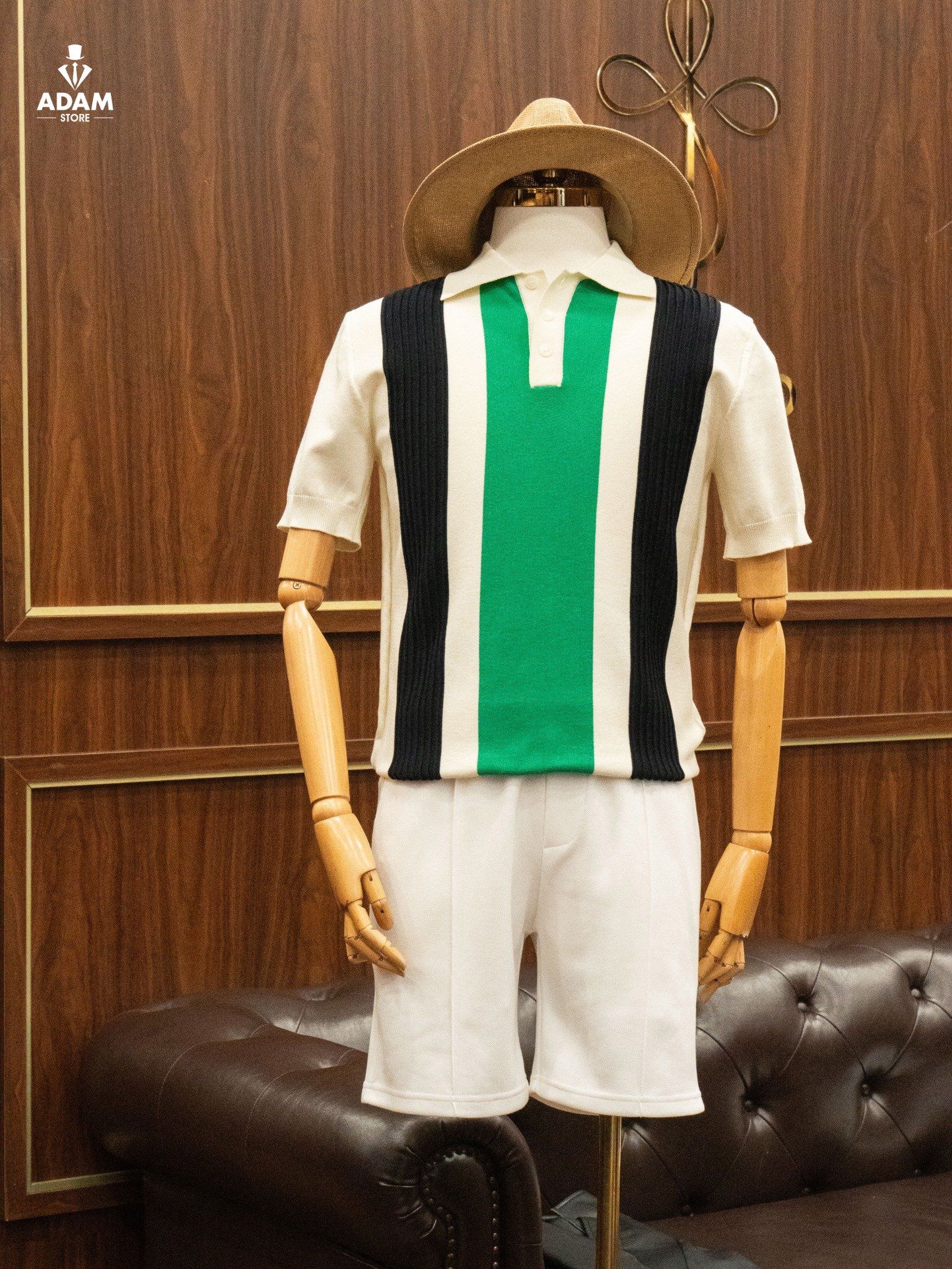  Áo Mongtoghi Trắng sọc Đen & Rêu - AP234 - 48 