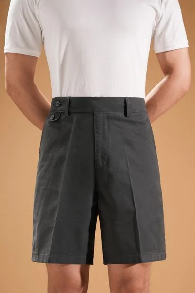  Quần ngố kaki màu ghi trơn - QNC008G - Ghi 