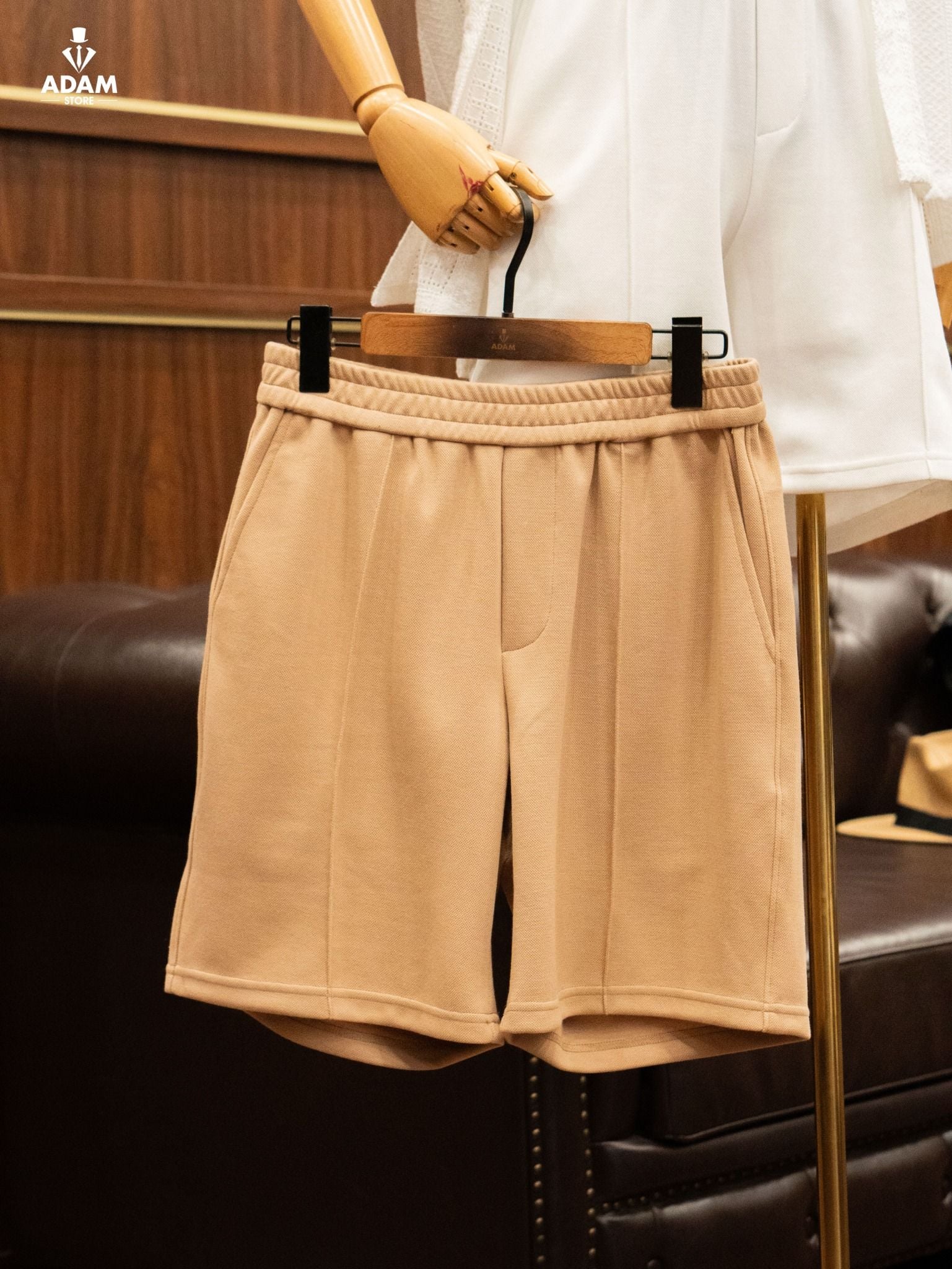  Quần ngố be trơn cạp chun - QNC010BE - 48 