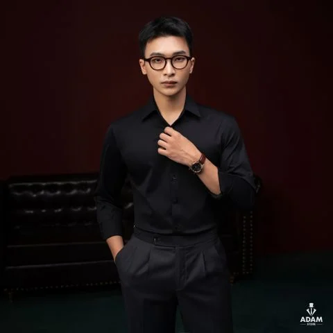  Sơ mi đen trơn - SMC124 