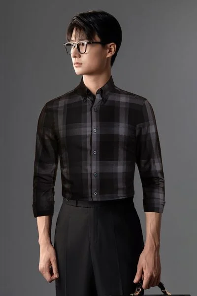  Sơ mi đen kẻ vuống xám - SMC144 - 48 