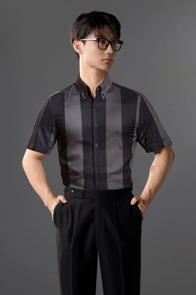  Sơ mi CT24 xanh sẫm sọc chìm - SNC019 - 48 