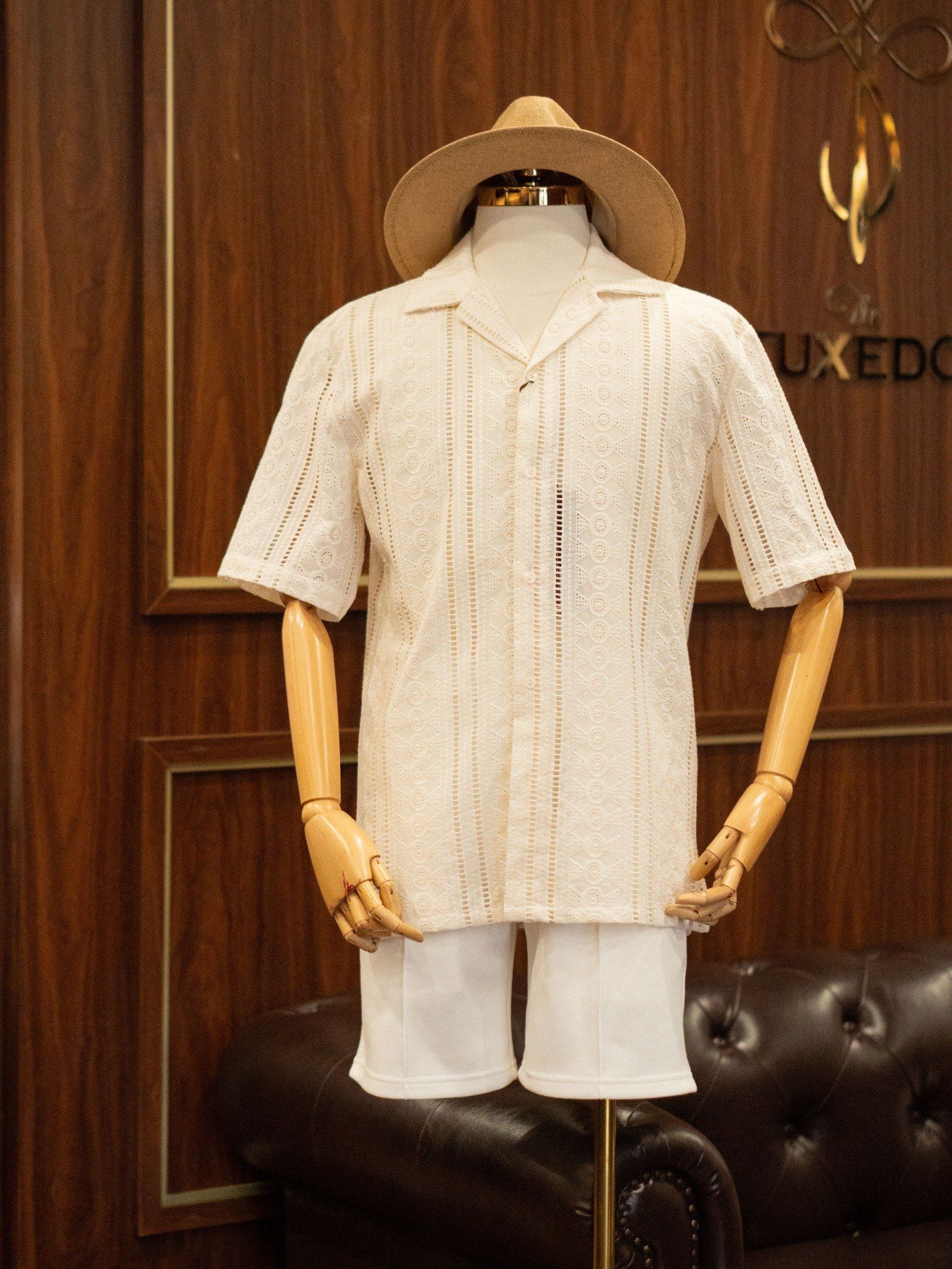  Sơ mi CT25 be họa tiết dệt kim - SNC027 - 48 