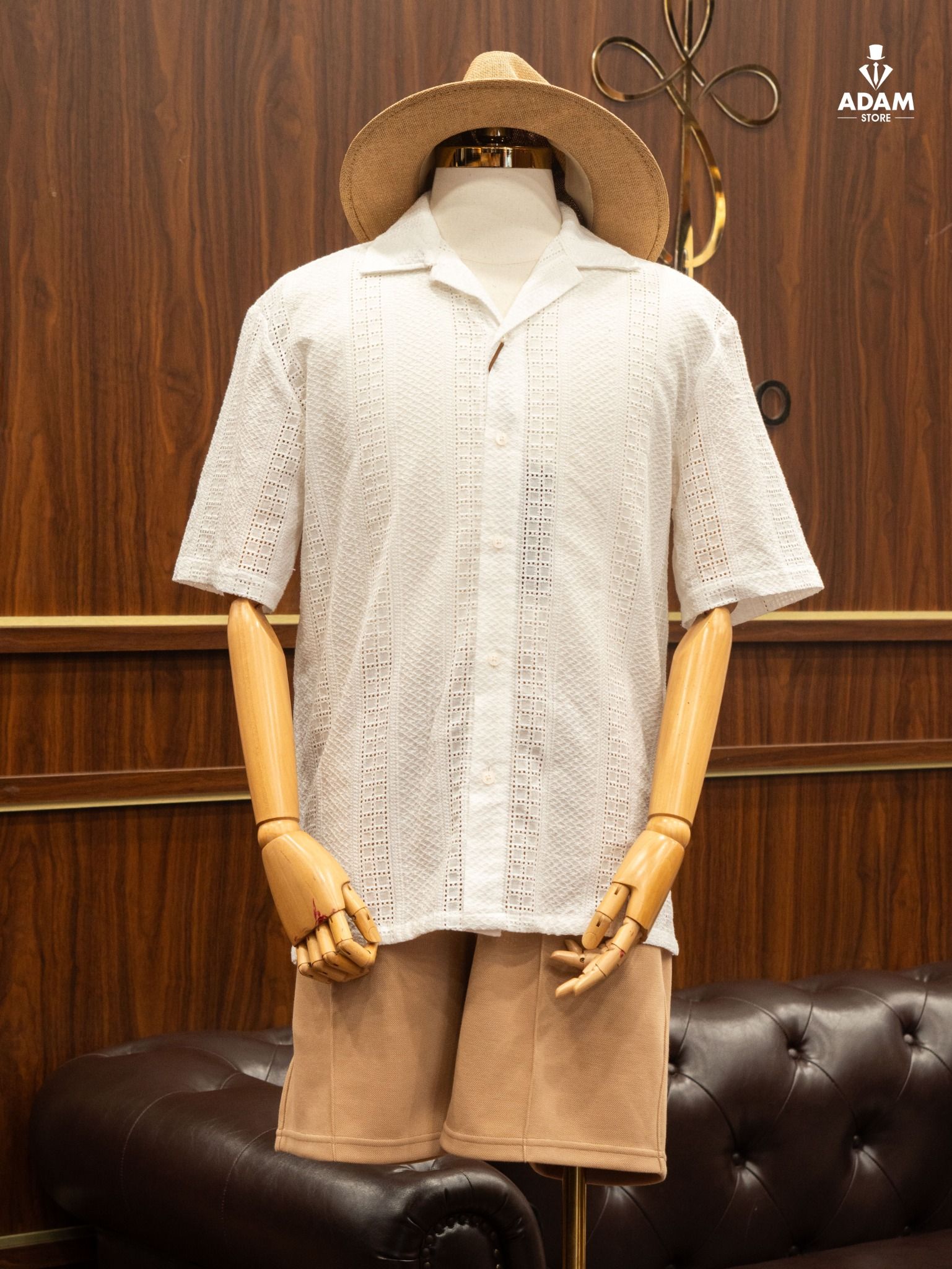  Sơ mi CT25 trắng họa tiết dệt kim - SNC029 - 48 