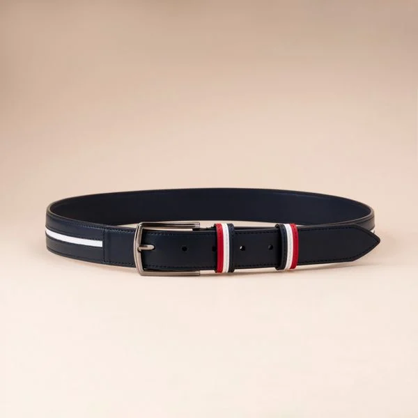  Thắt Lưng Golf Xanh Navy Họa Tiết Kẻ Trắng Adam Store - TL51 