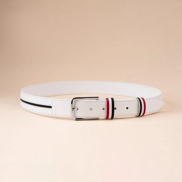  Thắt Lưng Golf Trắng Họa Tiết Kẻ Đen Adam Store - TL53 