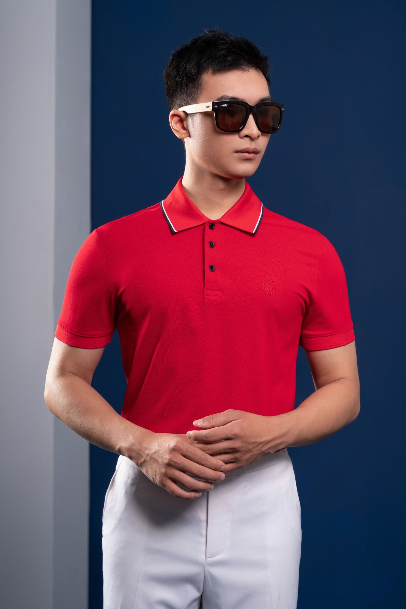  AP polo đỏ kẻ cổ - AP143DO - 48 