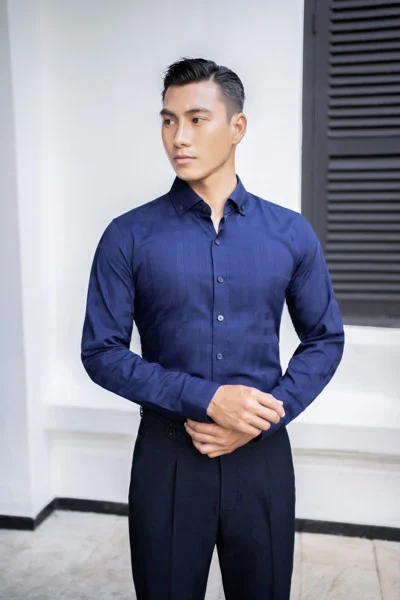  Sơ mi xanh tt kẻ chìm - TXKC04 - 50 