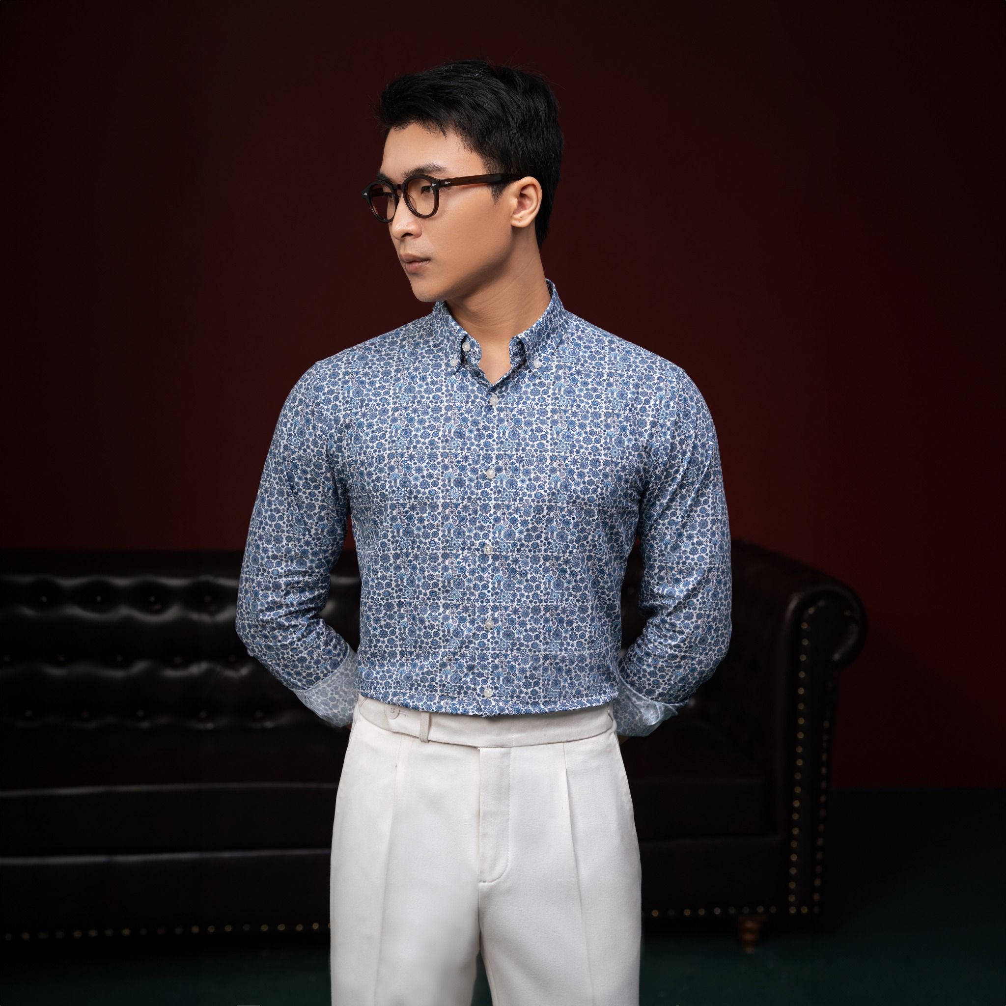  Sơ mi hoa văn xanh - SMC133 