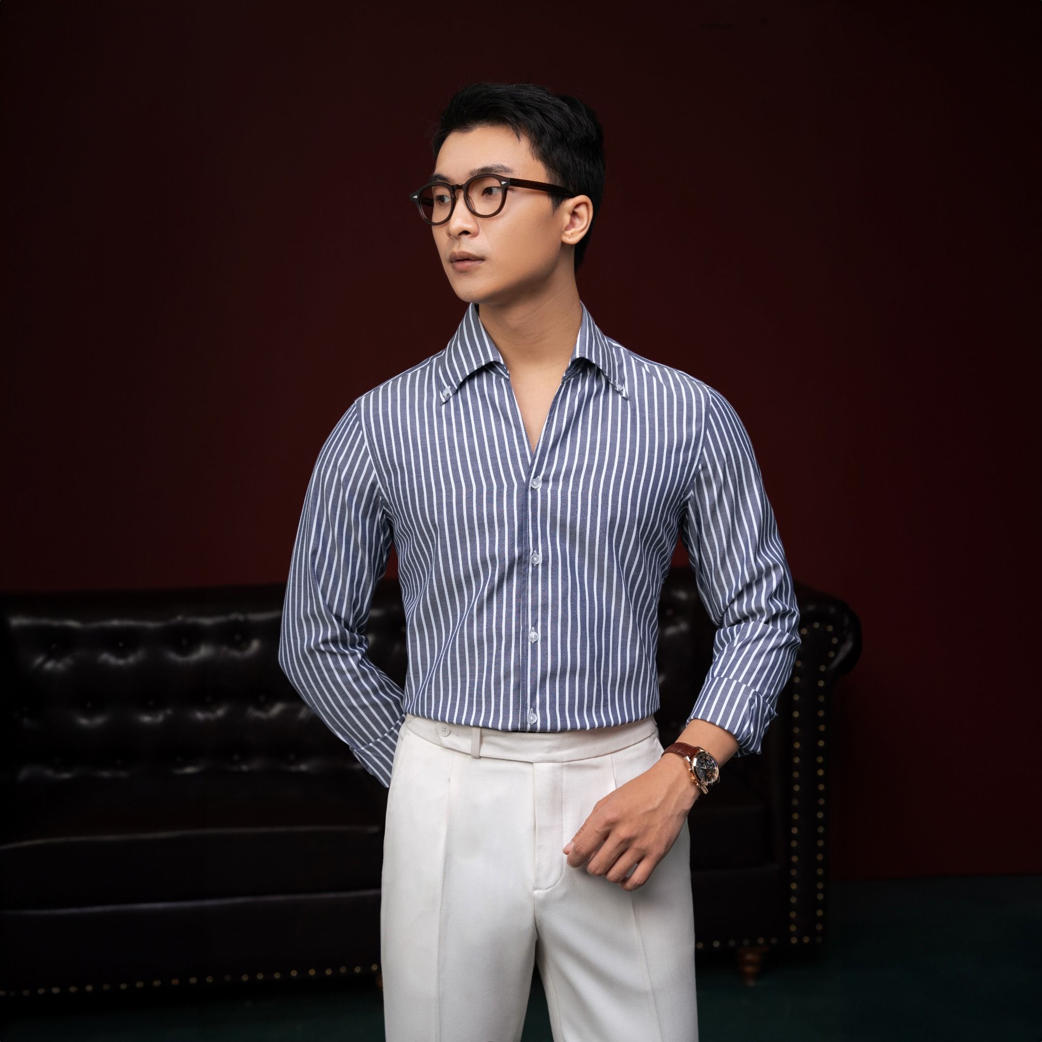  Sơ mi kẻ xanh đậm - SMC122XD 