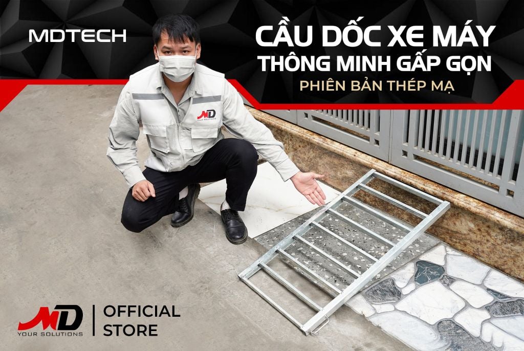 Cầu dắt xe máy thông minh gấp gọn
