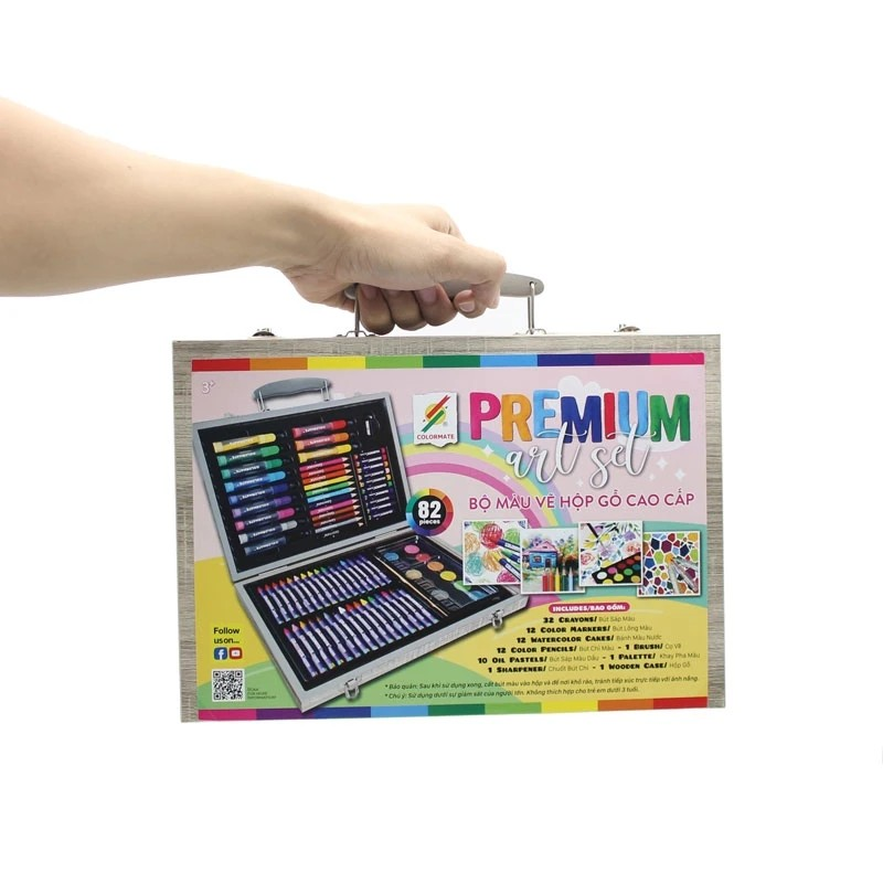 Bộ Màu Vẽ Hộp Gỗ Cao Cấp Premium Art Set - Colormate MS-82WP (82 Chi Tiết)