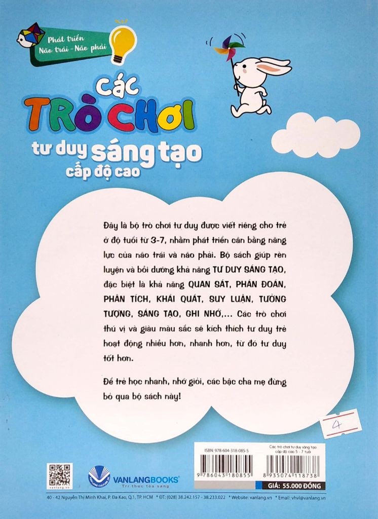 Các Trò Chơi Tư Duy Sáng Tạo Cấp Độ Cao (5 -7 Tuổi) - Vanlangbooks