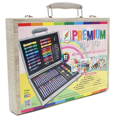 Bộ Màu Vẽ Hộp Gỗ Cao Cấp Premium Art Set - Colormate MS-82WP (82 Chi Tiết)