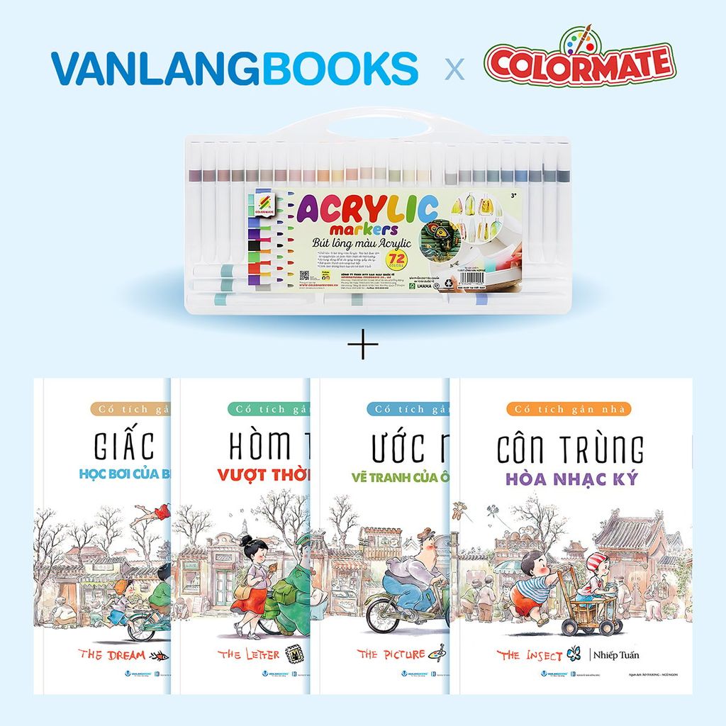 Combo 4 cuốn Hutong x Hộp 72 Bút Lông Màu Acrylic Marker - Vanlangbooks