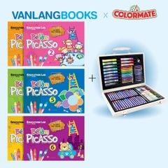 Combo 6 cuốn tô màu Bé làm picasso x Bộ màu vẽ hộp gỗ cao cấp M82 - Vanlangbooks