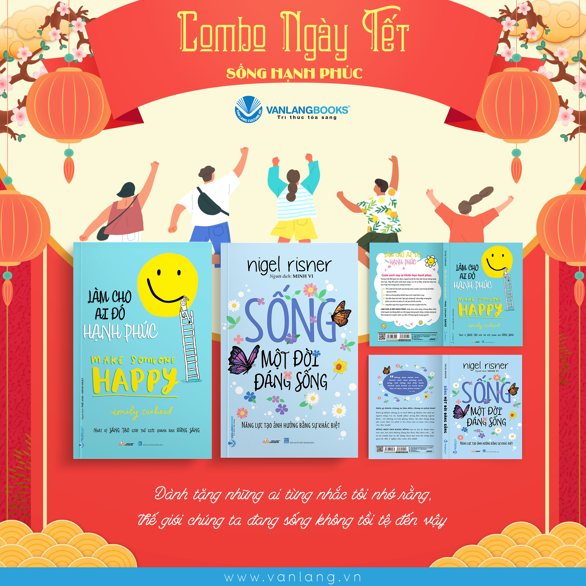 Combo Hạnh Phúc – Sách “Làm cho ai đó hạnh phúc” và sách “Sống một đời đáng sống” Vanlangbooks